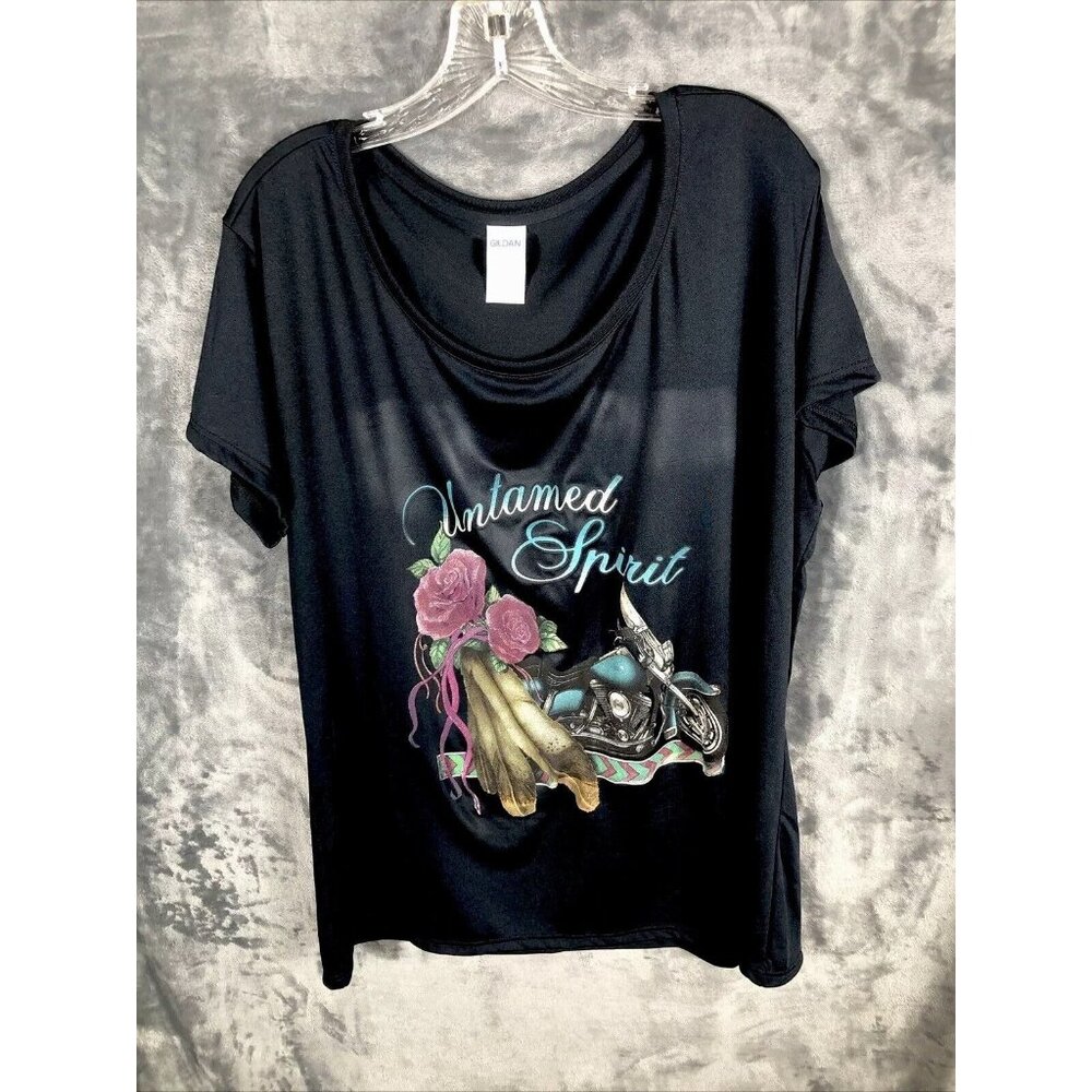 Women’s T-shirt untamed spirit biker chick gray shirt size 2X large - Picture 1 of 9